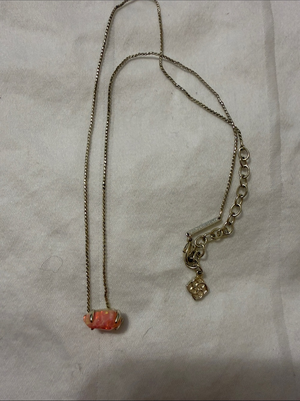 Kendra Scott Gold Necklace with Coral Pink Stone